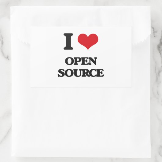 I Love Open Source Rechthoekige Sticker (Tas)