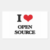I Love Open Source Rechthoekige Sticker (Voorkant)