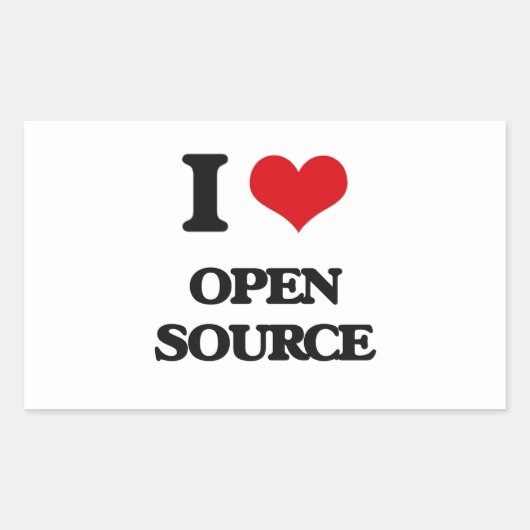 I Love Open Source Rechthoekige Sticker (Voorkant)