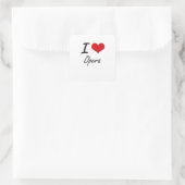 I Love Opera Vierkante Sticker (Tas)