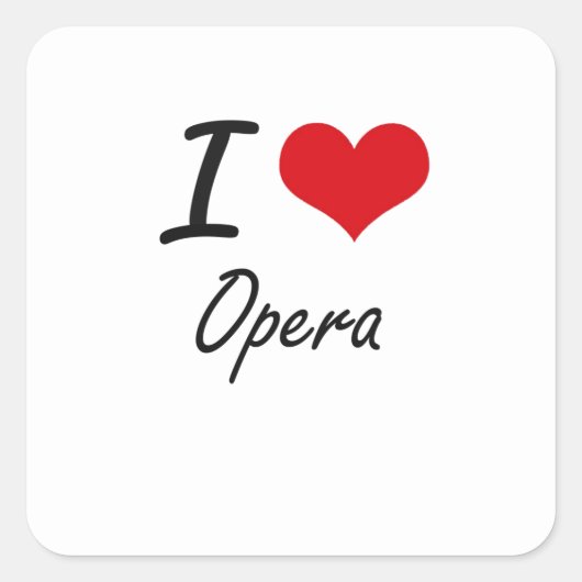 I Love Opera Vierkante Sticker (Voorkant)