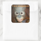 I Love Orangutan Vierkante Sticker (Tas)