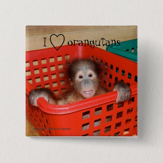 I Love Orangutans Dierenvriend Vierkante Button 5,1 Cm (Voorkant)