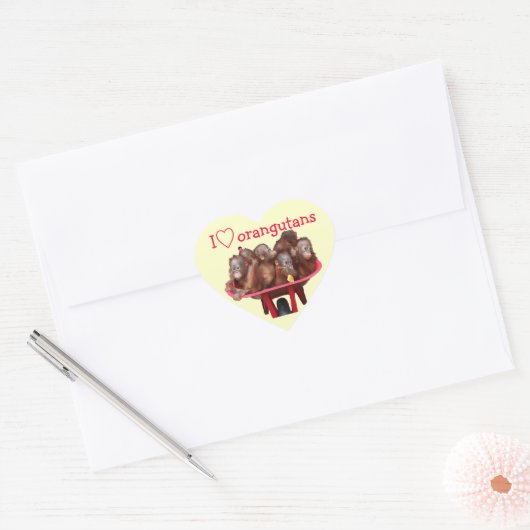 I Love Orangutans Hart Sticker (Envelop)