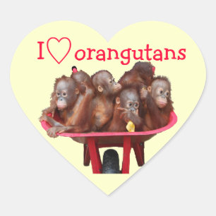 I Love Orangutans Hart Sticker