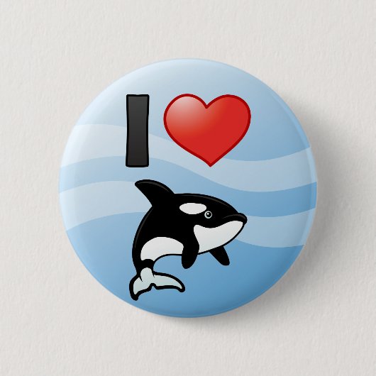 I Love Orcas Ronde Button 5,7 Cm (Voorkant)