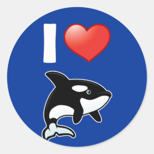 I Love Orcas Ronde Sticker