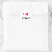 I Love Oregon Ronde Sticker (Tas)