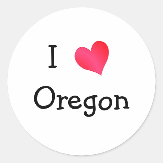 I Love Oregon Ronde Sticker (Voorkant)