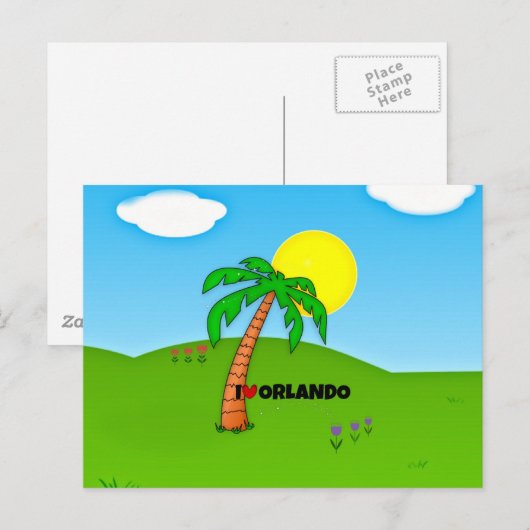 I Love Orlando, Palm Tree and Sunshine Briefkaart (Voorkant / Achterkant)