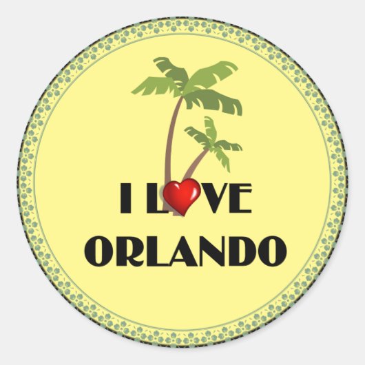 I Love Orlando, tropisch design Ronde Sticker (Voorkant)