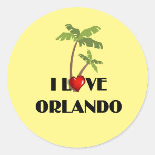 I Love Orlando, tropisch design Ronde Sticker