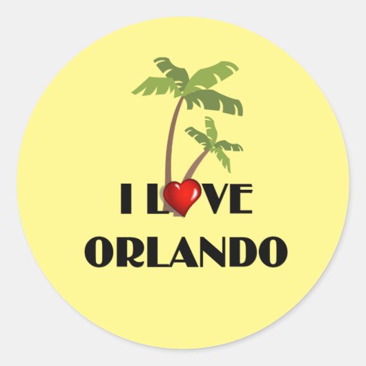 I Love Orlando, tropisch design Ronde Sticker (Voorkant)