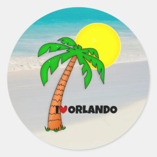I Love Orlando, tropisch design Ronde Sticker