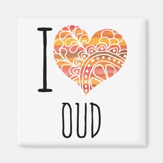 I Love Oud Oranje Mandala Heart Magneet (Voorkant)