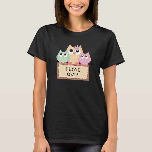 I Love Owls kleurful t-shirt (Voorkant)