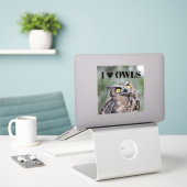 I Love Owls Sticker (Laptop op bureau)