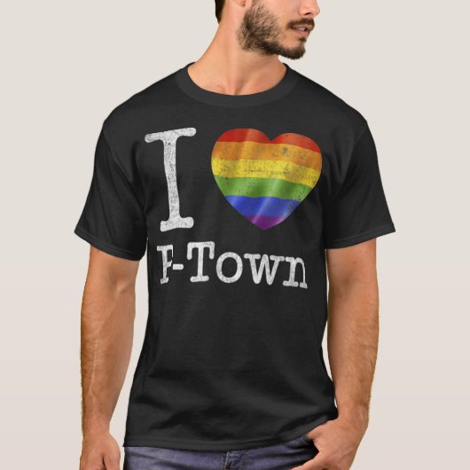 I Love P-Town T-Shirt - Provincetown MA Gay Pride (Voorkant)