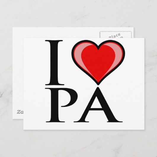 I Love PA - Pennsylvania Briefkaart (Voorkant / Achterkant)