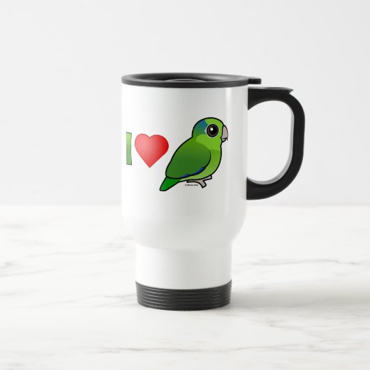 I Love Pacific Parrotlets (groen) Reisbeker (Rechts)