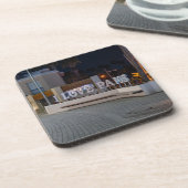 I Love Pafos teken 's nachts Bier Onderzetter (Linkerzijde)