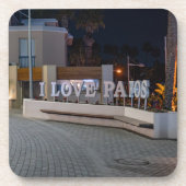 I Love Pafos teken 's nachts Bier Onderzetter (Voorkant)