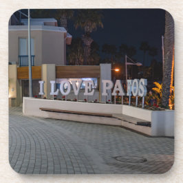 I Love Pafos teken 's nachts Bier Onderzetter