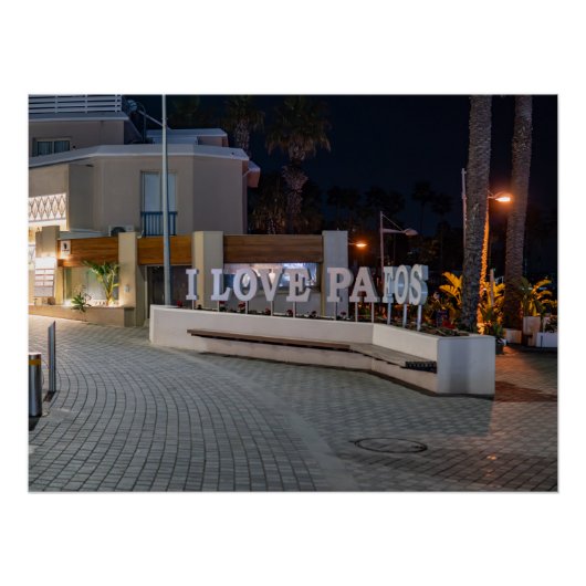 I Love Pafos teken 's nachts Perfect Poster (Voorkant)