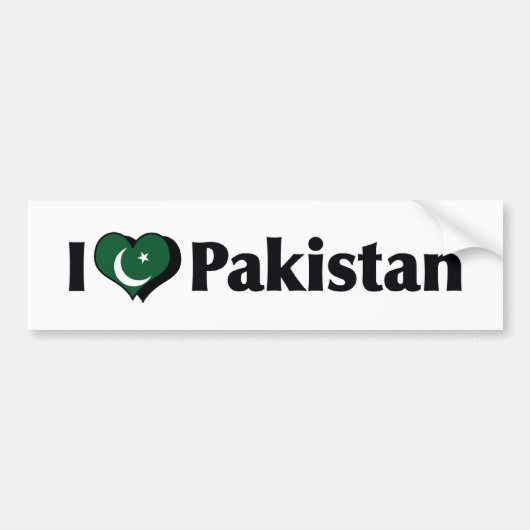 I Love Pakistan Flag Bumpersticker (Voorkant)