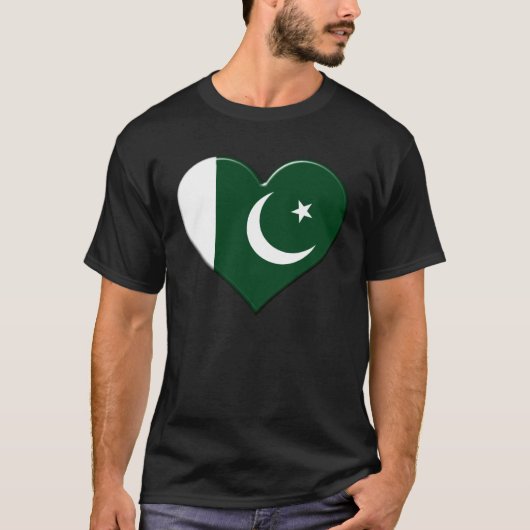 I love Pakistan National Flag Pride Heart T-shirt (Voorkant)