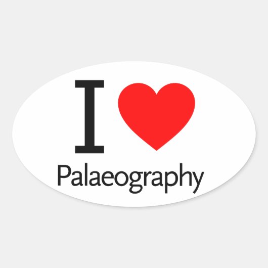 I Love Paleography Ovale Sticker (Voorkant)
