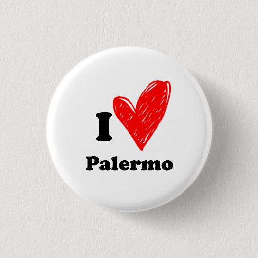 I Love Palermo Ronde Button 3,2 Cm (Voorkant)