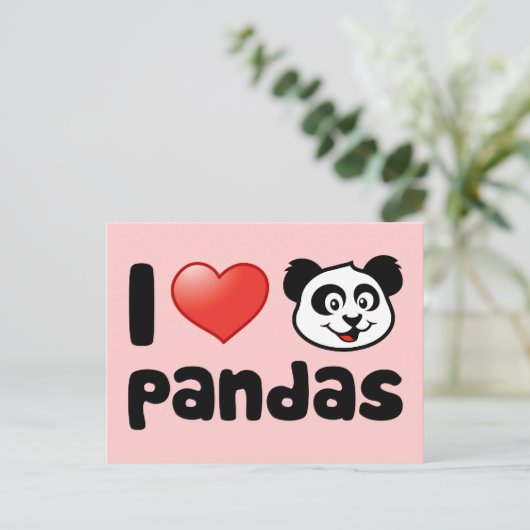 I Love Pandas Briefkaart (Staand voorkant)