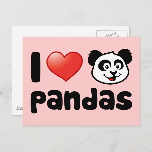 I Love Pandas Briefkaart (Voorkant / Achterkant)