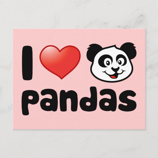 I Love Pandas Briefkaart (Voorkant)