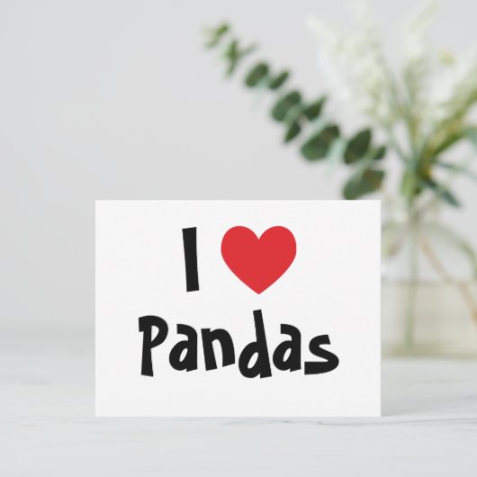 I Love Pandas Briefkaart (Staand voorkant)