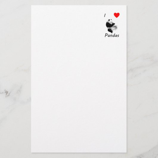 I Love Pandas Briefpapier (Voorkant)