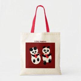 I Love Pandas Canvas tas