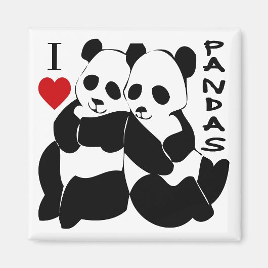 I Love Pandas Magneet (Voorkant)
