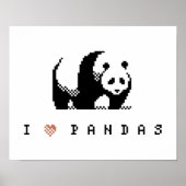 I Love Pandas Pixel Art Poster (Voorkant)