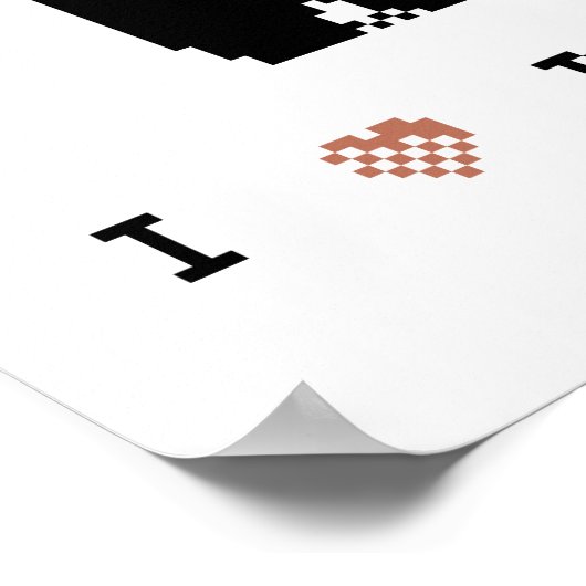 I Love Pandas Pixel Art Poster (Hoek)