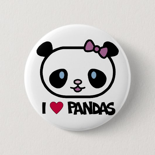 I Love Pandas Ronde Button 5,7 Cm (Voorkant)
