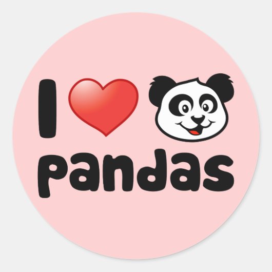 I Love Pandas Ronde Sticker (Voorkant)