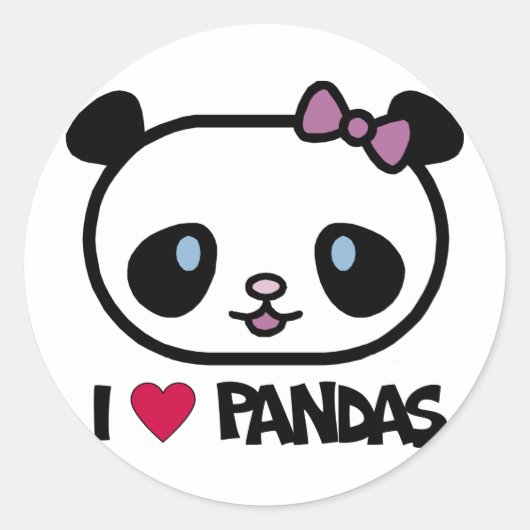 I Love Pandas Ronde Sticker (Voorkant)