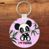 I Love Pandas - Roze Sleutelhanger (Voorkant)