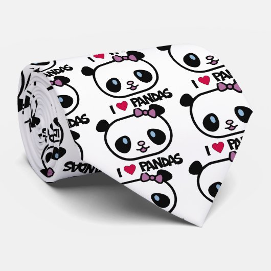 I Love Pandas Stropdas (Opgerold)