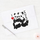 I Love Pandas Vierkante Sticker (Envelop)
