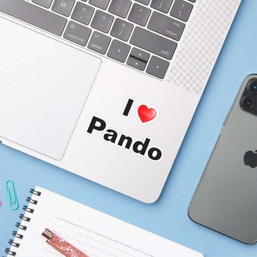 I love Pando Sticker (Laptop met iPhone)