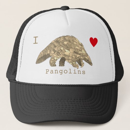 I Love Pangolin Endangered Species Animal Wildlife Trucker Pet (Voorkant)