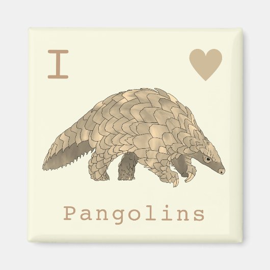 I Love Pangolins Cute Endangered Species Animal Magneet (Voorkant)
